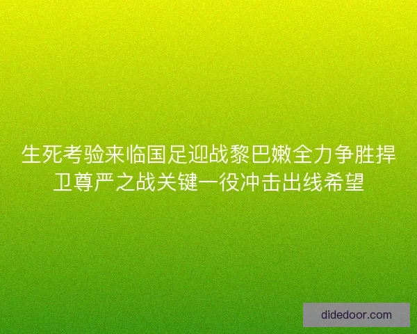 生死考验来临国足迎战黎巴嫩全力争胜捍卫尊严之战关键一役冲击出线希望